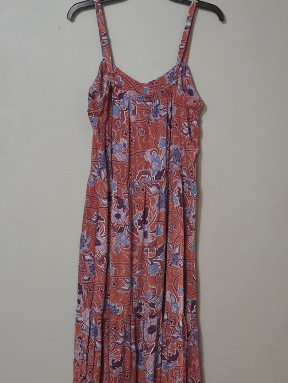 Knox Rose Sun Washed Red Floral Tiered Midi Dress Size L - Picture 3 of 9